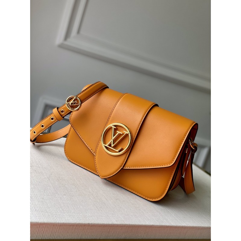 Top Quality Louis Vuitton M55946 LV Pont 9 Calfskin Leather Summer Gold Handbags